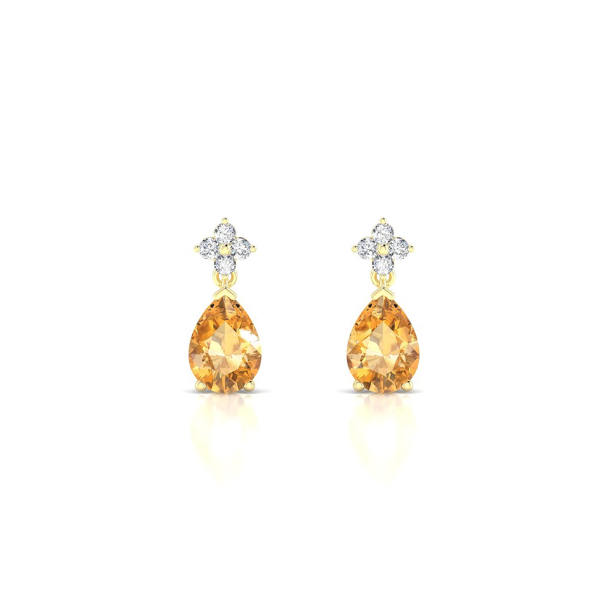 Celestial | 18k Yellow Gold 7 x 5 mm Pear Citrine Earrings