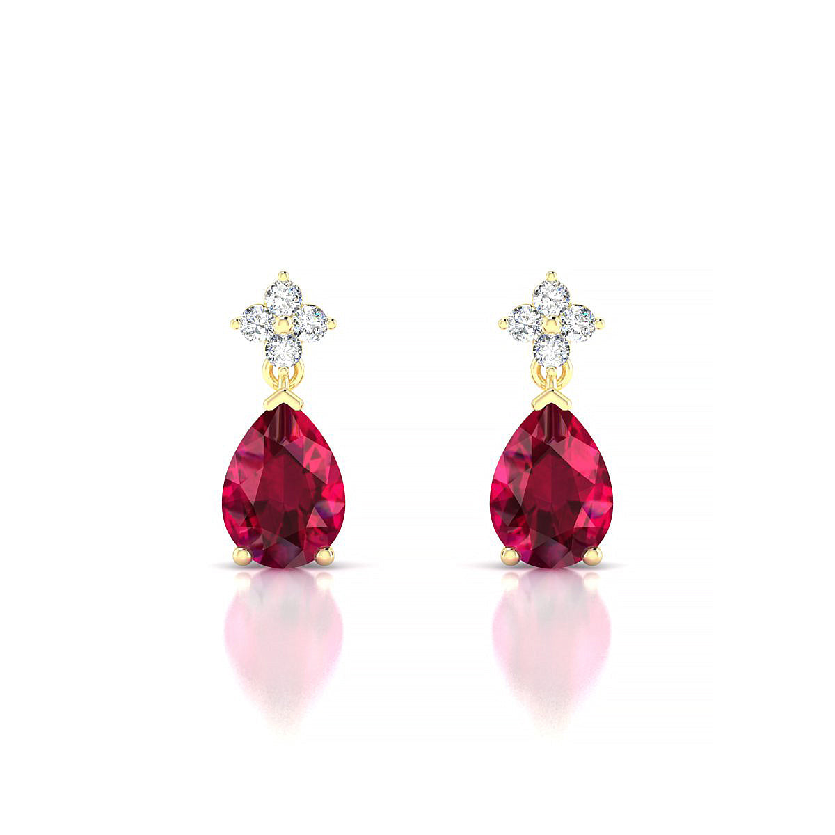 Celestial | 18k Yellow Gold 7 x 5 mm Pear Ruby Earrings