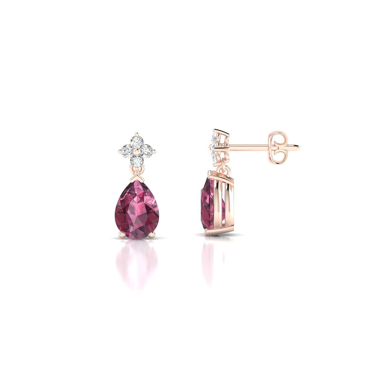 Celestial | 18k Rose Gold 7 x 5 mm Pear Rhodolite Earrings