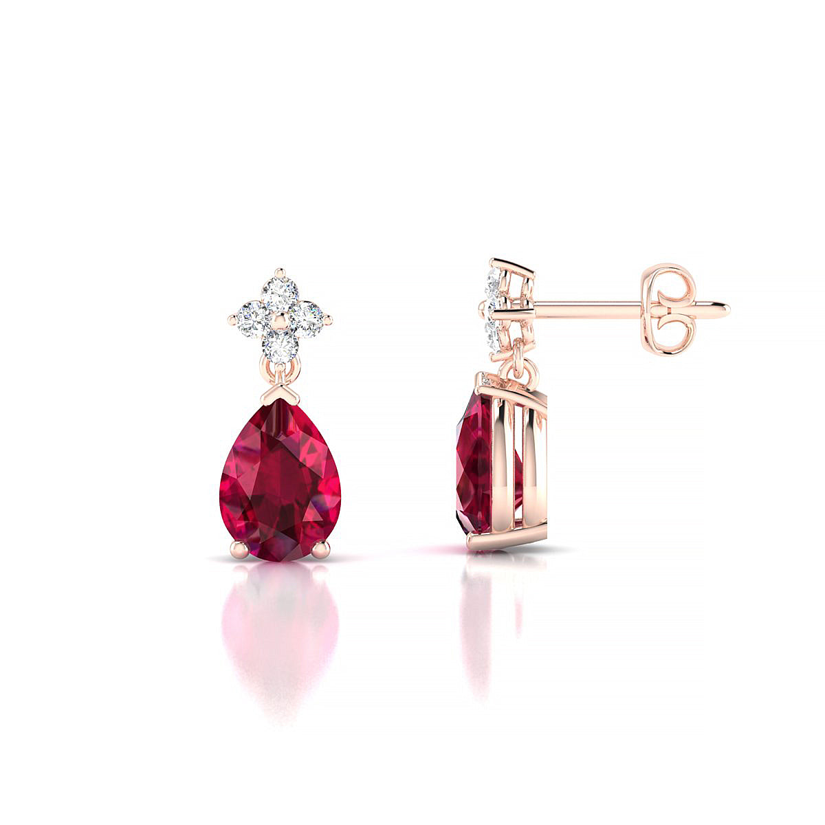 Celestial | 18k Rose Gold 7 x 5 mm Pear Ruby Earrings