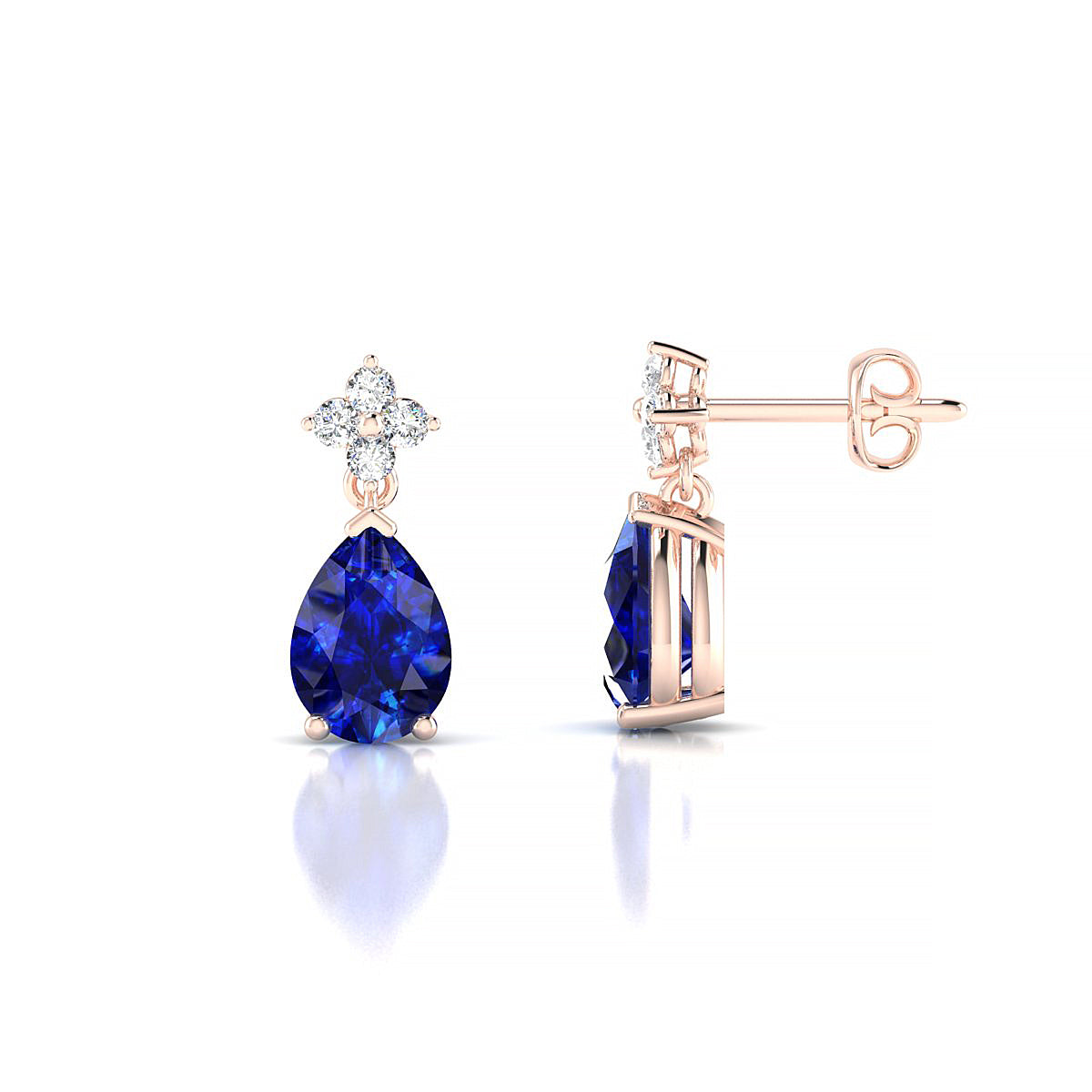 Celestial | 18k Rose Gold 7 x 5 mm Pear Sapphire Earrings