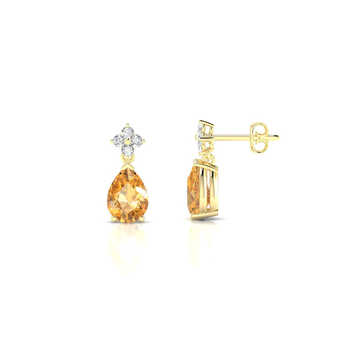 Celestial | 18k Yellow Gold 7 x 5 mm Pear Citrine Earrings
