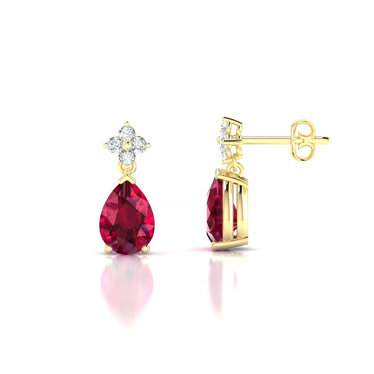 Celestial | 18k Yellow Gold 7 x 5 mm Pear Ruby Earrings