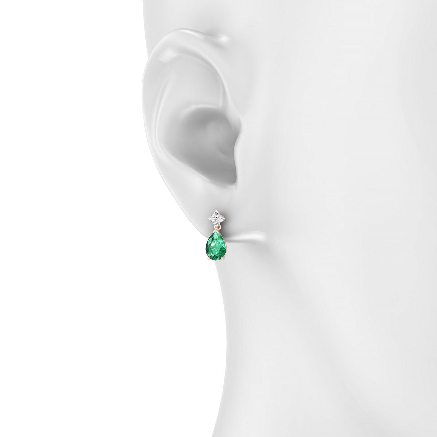 Celestial | 18k Rose Gold 7 x 5 mm Pear Emerald Earrings
