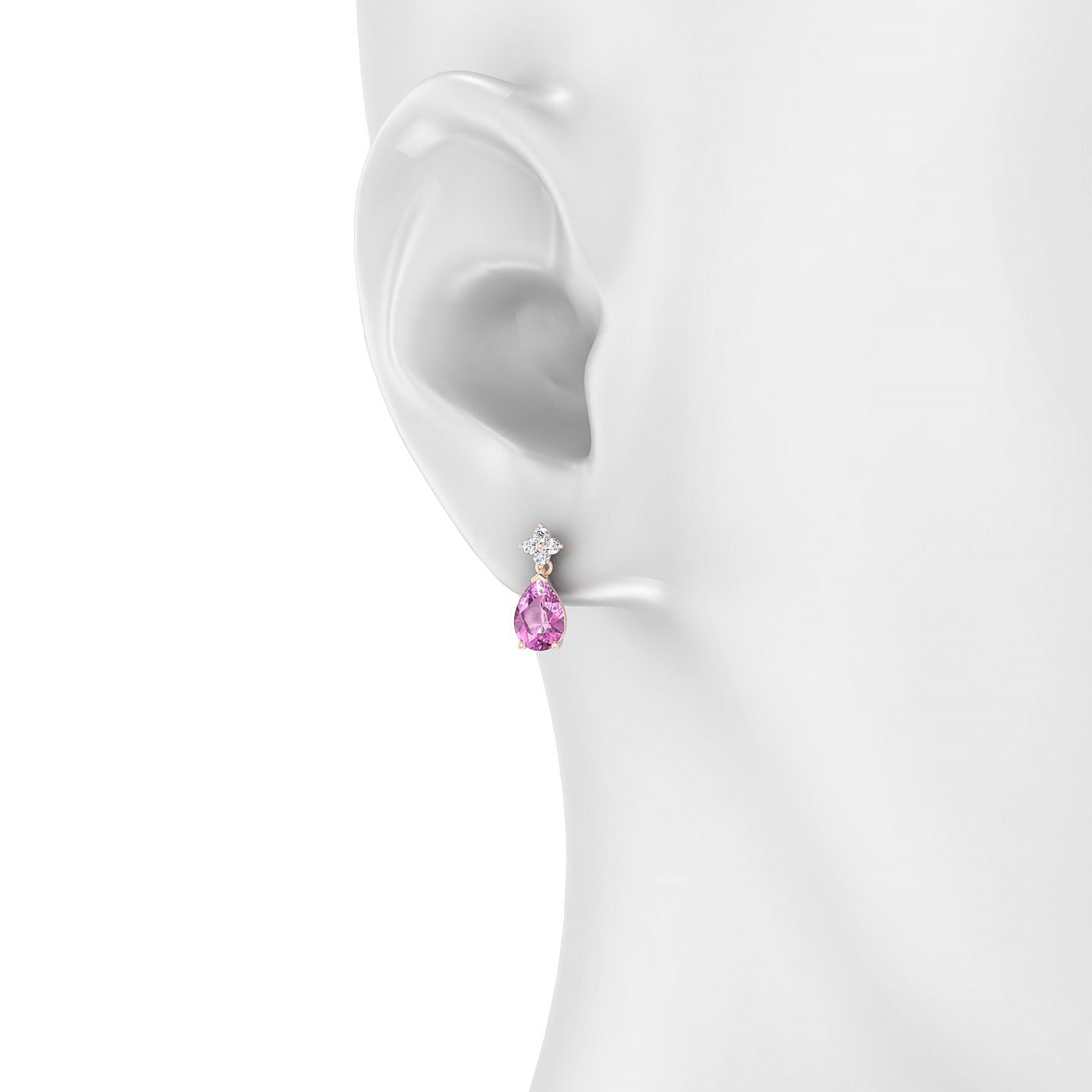 Celestial | 18k Rose Gold 7 x 5 mm Pear Pink Sapphire Earrings