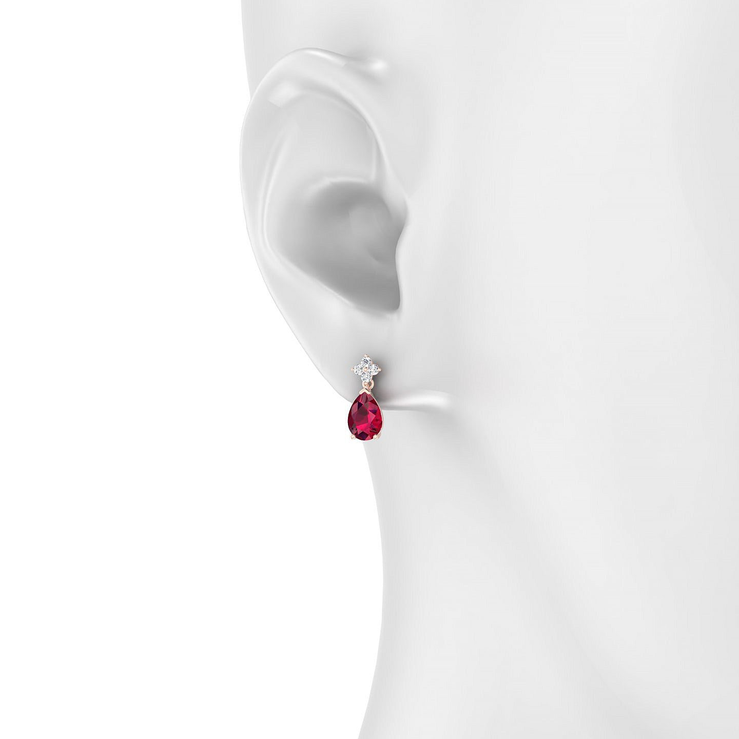 Celestial | 18k Rose Gold 7 x 5 mm Pear Ruby Earrings