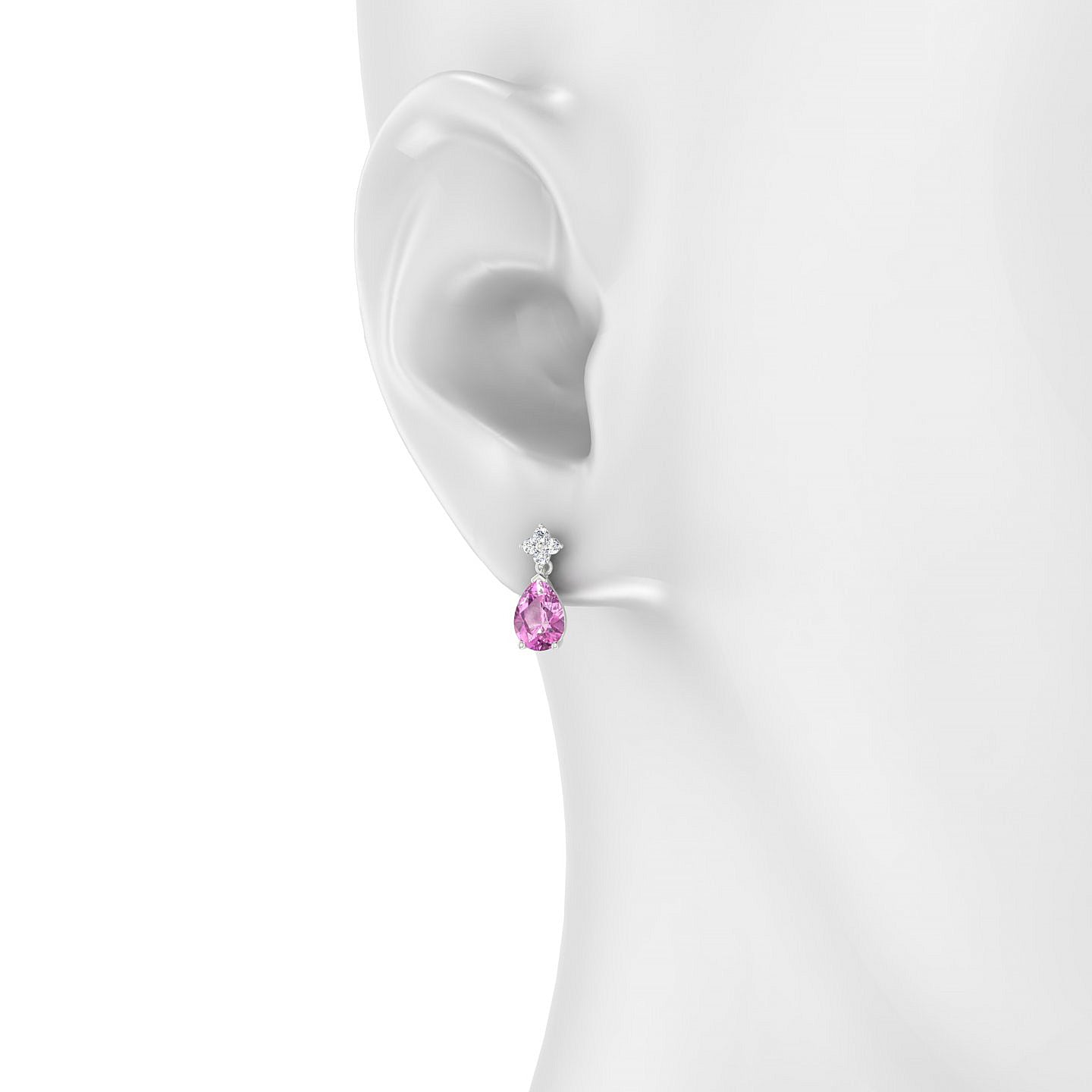 Celestial | 18k White Gold 7 x 5 mm Pear Pink Sapphire Earrings