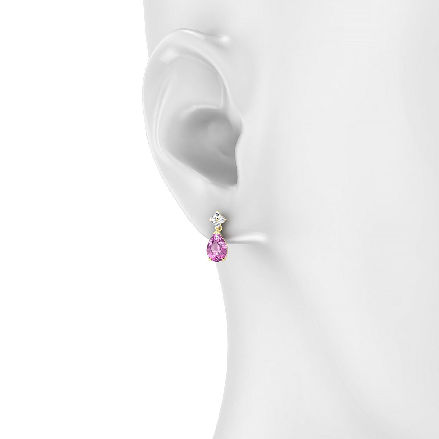 Celestial | 18k Yellow Gold 7 x 5 mm Pear Pink Sapphire Earrings