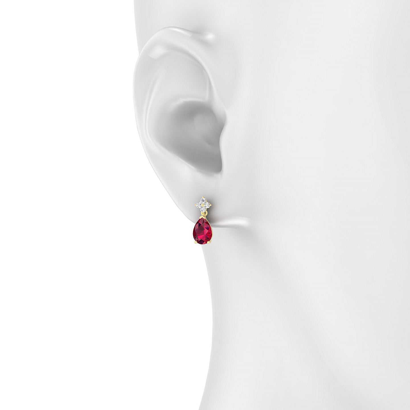 Celestial | 18k Yellow Gold 7 x 5 mm Pear Ruby Earrings