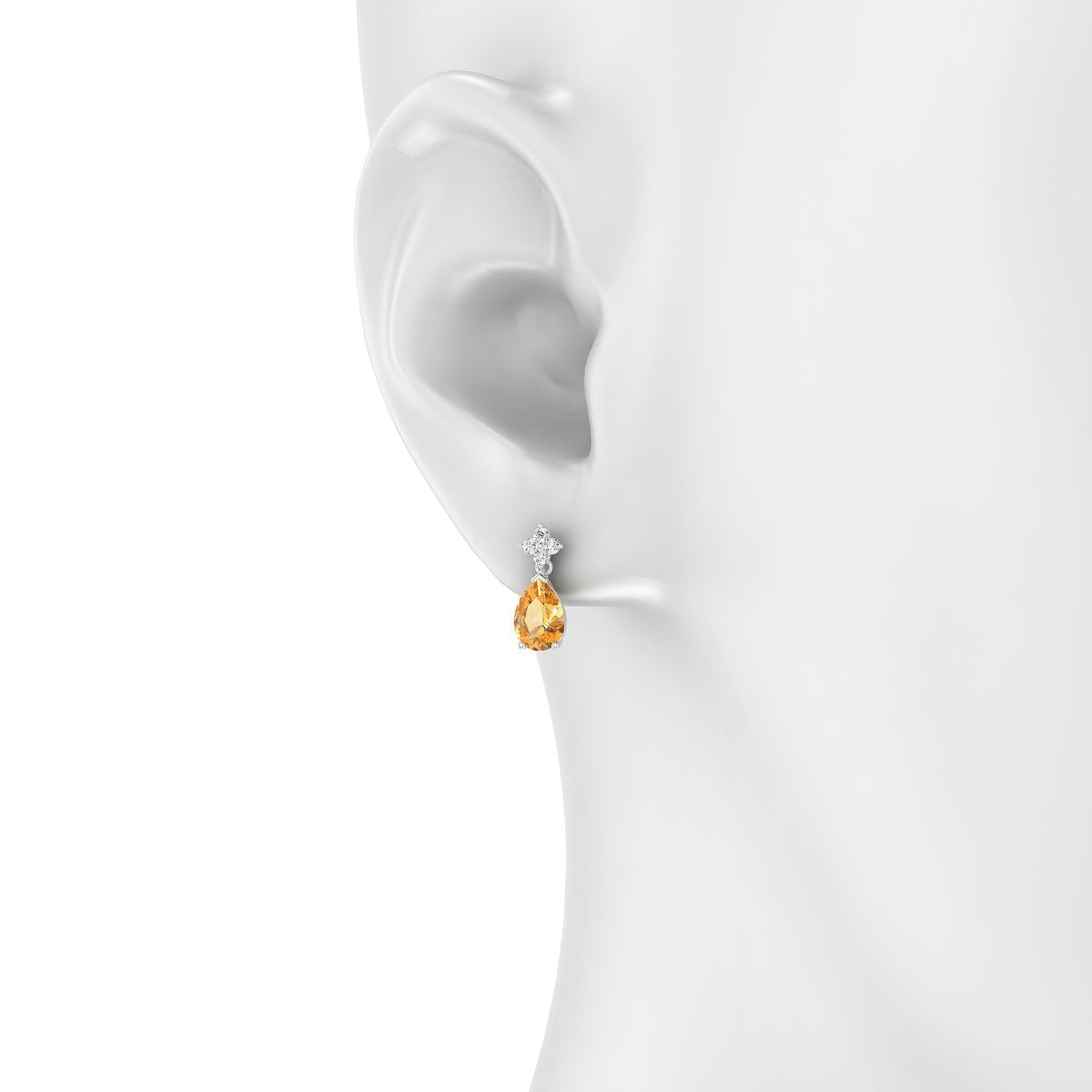 Celestial | 18k White Gold 7 x 5 mm Pear Citrine Earrings