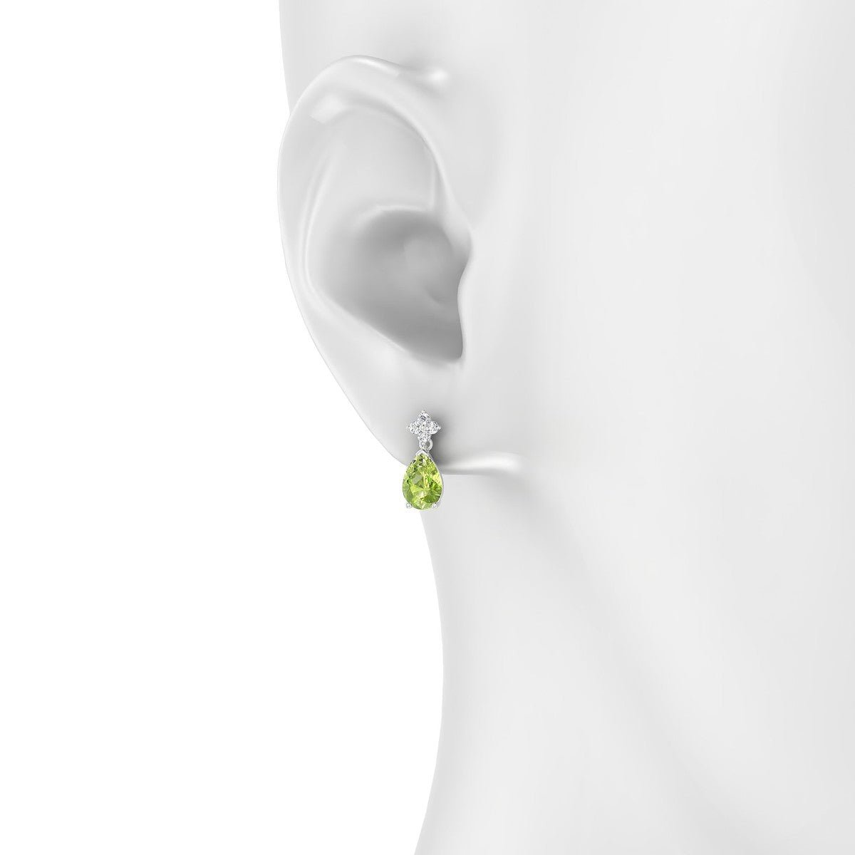 Celestial | 18k White Gold 7 x 5 mm Pear Peridot Earrings