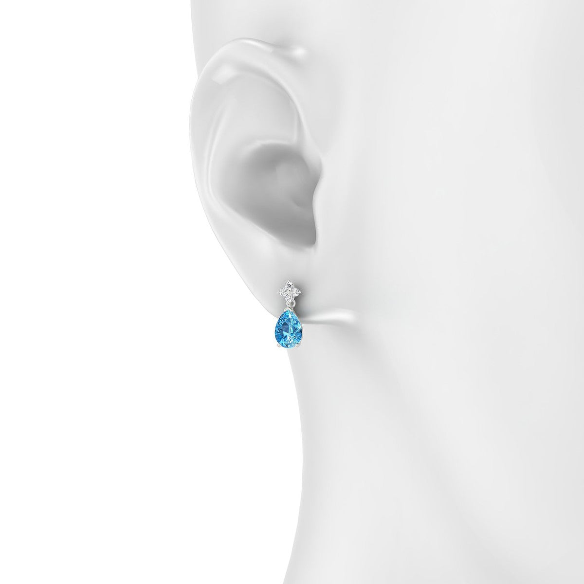 Celestial | 18k White Gold 7 x 5 mm Pear Topaz Earrings