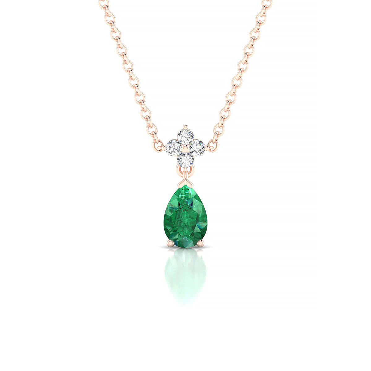 Celestial | 18k Rose Gold 6 x 4 mm Pear Emerald Pendant