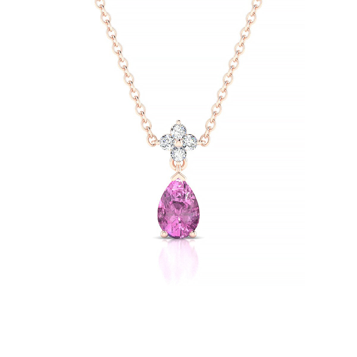 Celestial | 18k Rose Gold 6 x 4 mm Pear Pink Sapphire Pendant