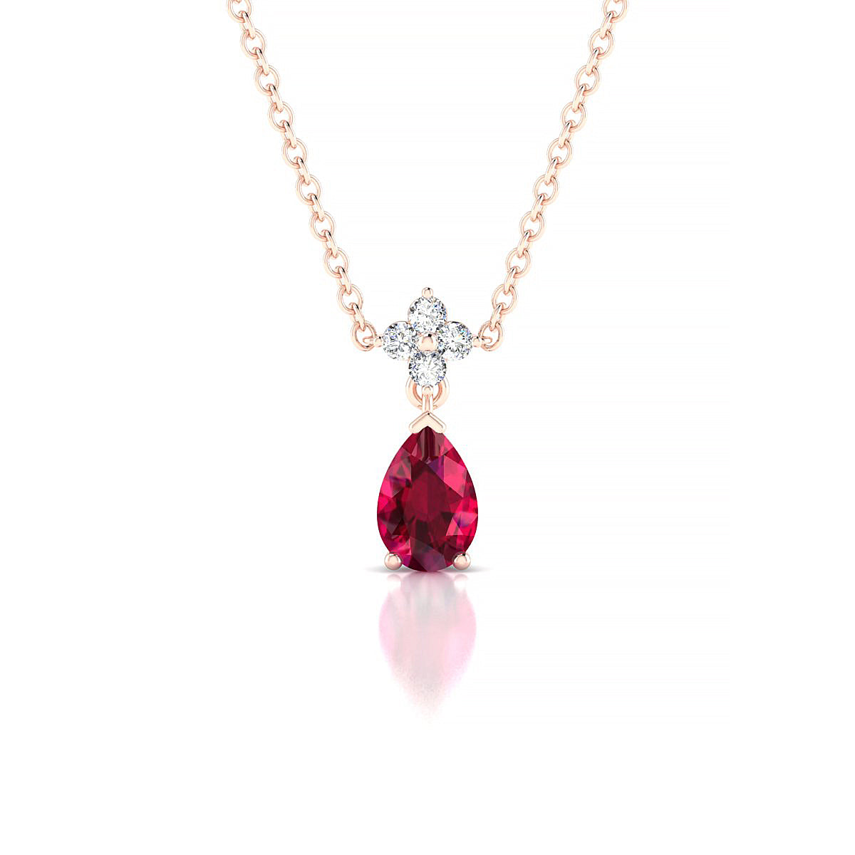 Celestial | 18k Rose Gold 6 x 4 mm Pear Ruby Pendant