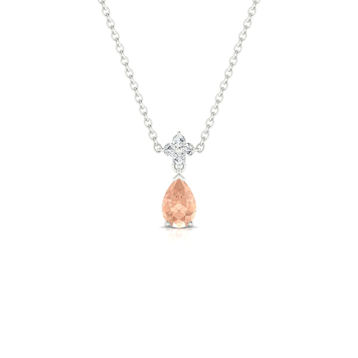 Celestial | 18k White Gold 6 x 4 mm Pear Morganite Pendant