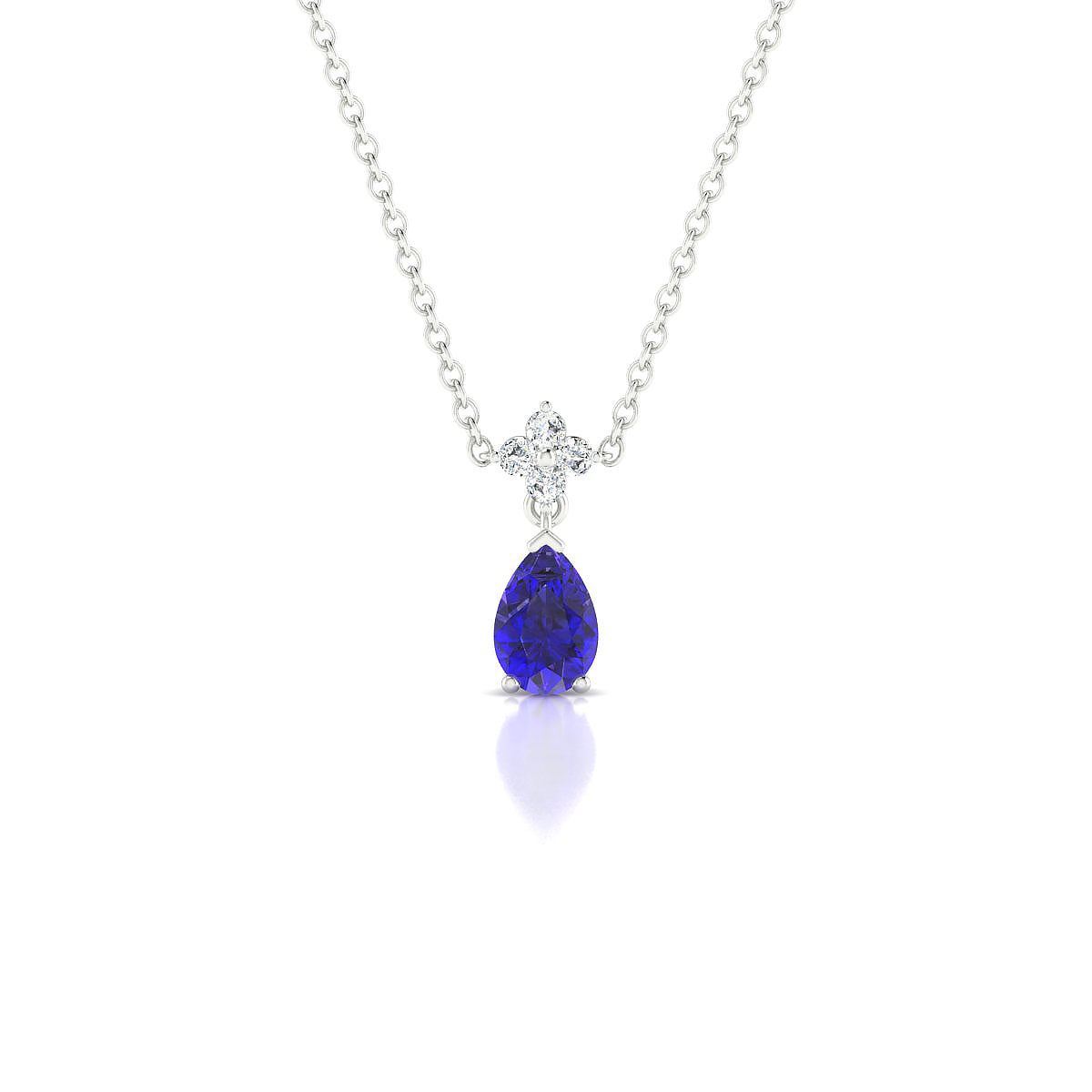 Celestial | 18k White Gold 6 x 4 mm Pear Tanzanite Pendant