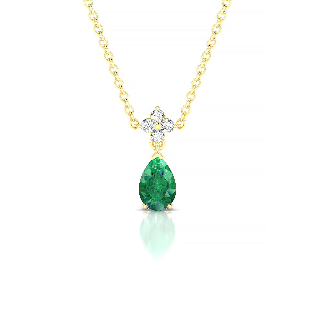 Celestial | 18k Yellow Gold 6 x 4 mm Pear Emerald Pendant