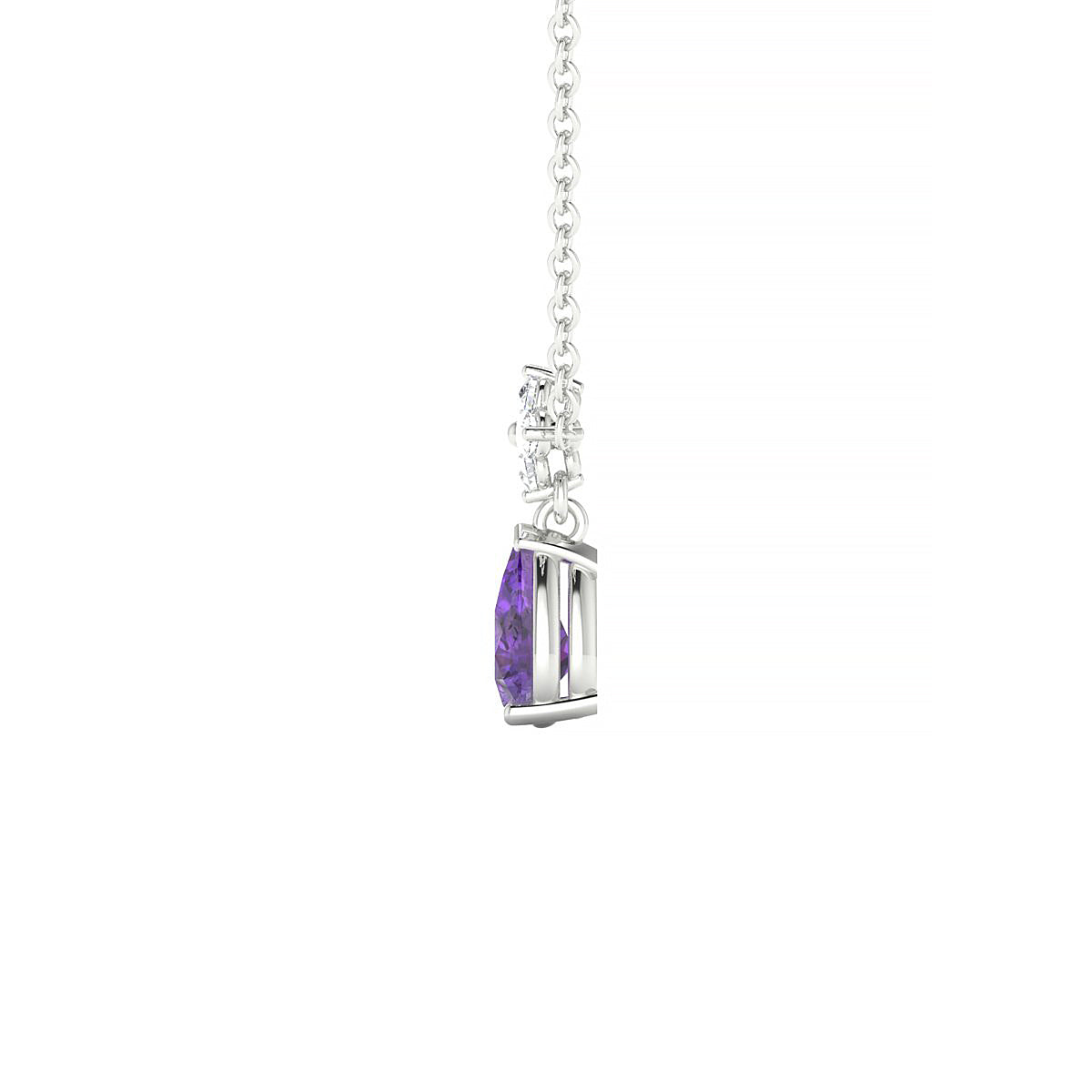 Celestial | 18k White Gold 6 x 4 mm Pear Amethyst Pendant