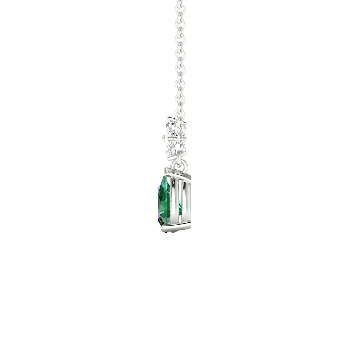 Celestial | 18k White Gold 6 x 4 mm Pear Emerald Pendant