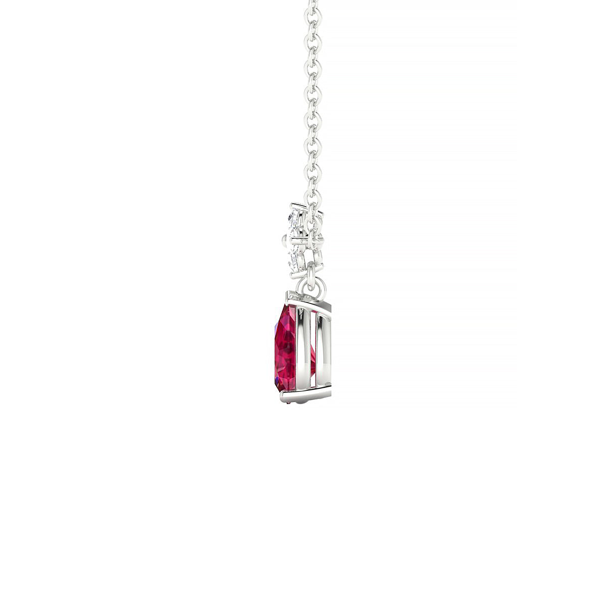 Celestial | 18k White Gold 6 x 4 mm Pear Ruby Pendant