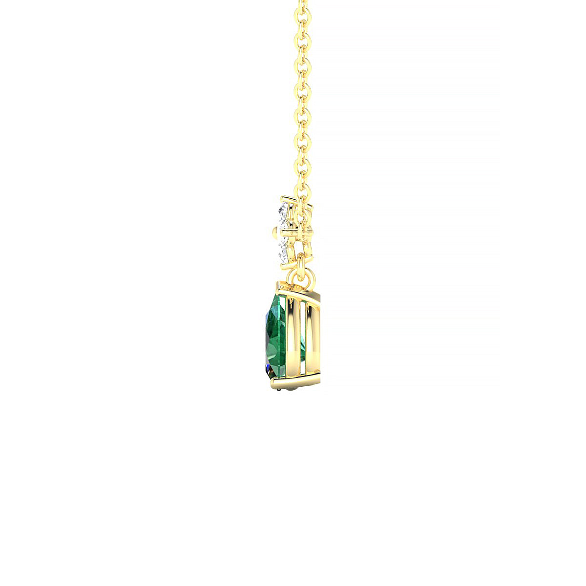Celestial | 18k Yellow Gold 6 x 4 mm Pear Emerald Pendant