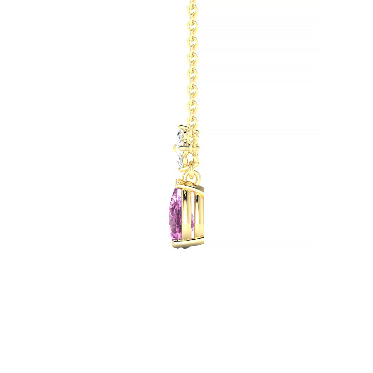 Celestial | 18k Yellow Gold 6 x 4 mm Pear Pink Sapphire Pendant