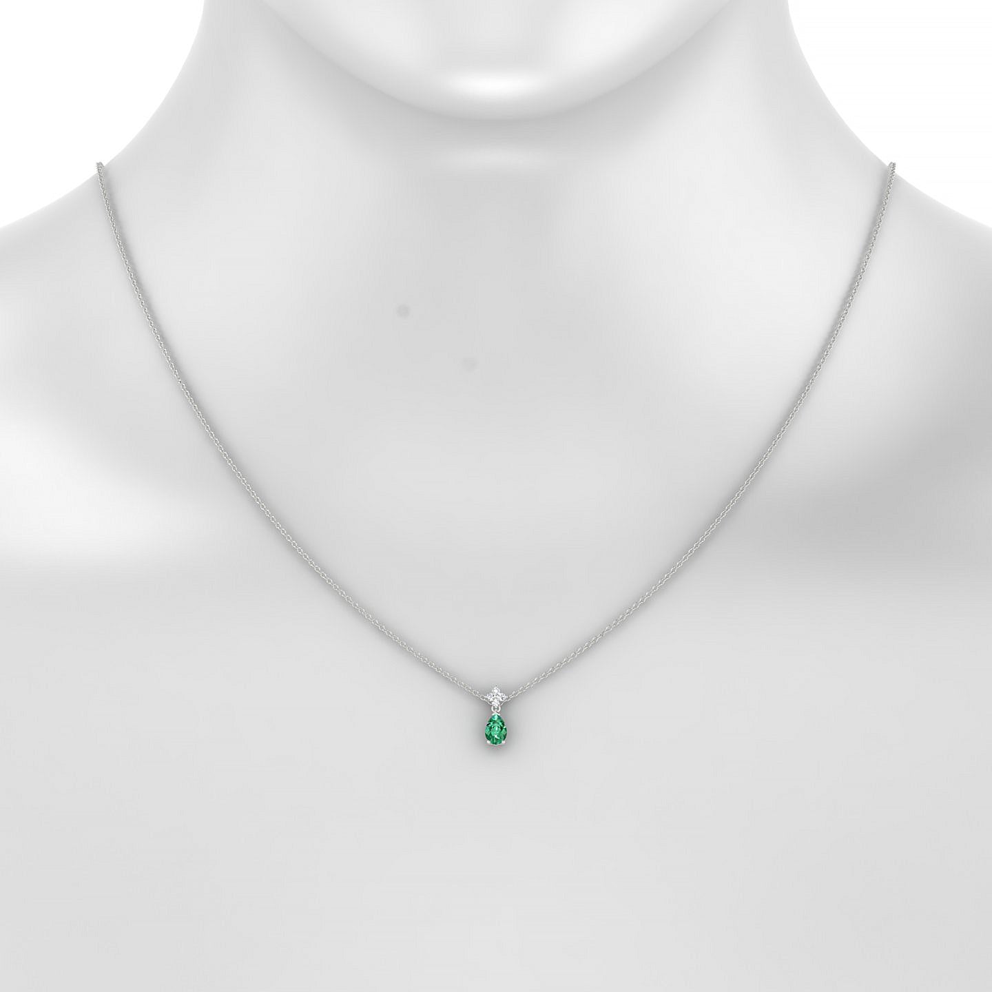 Celestial | 18k White Gold 6 x 4 mm Pear Emerald Pendant