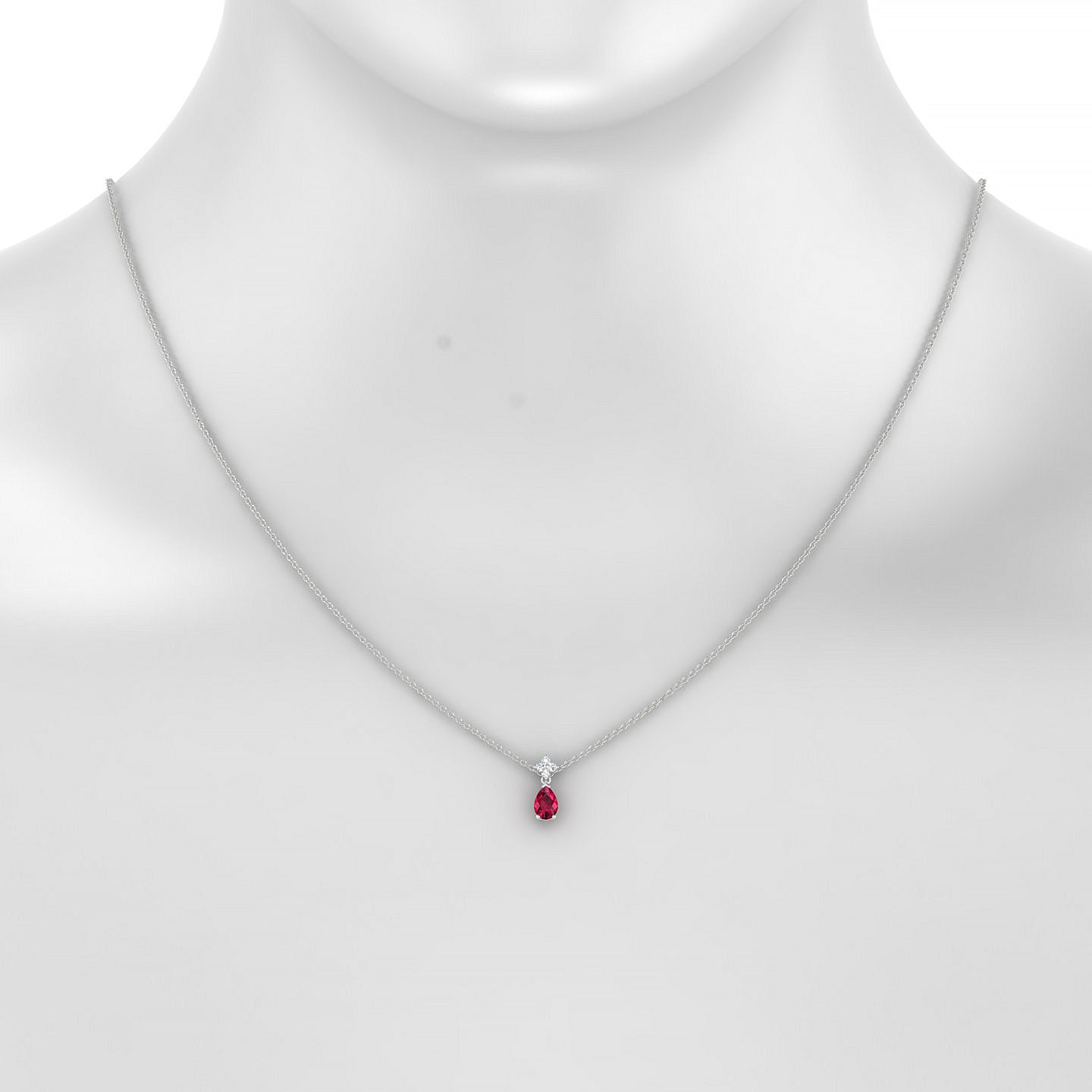 Celestial | 18k White Gold 6 x 4 mm Pear Ruby Pendant