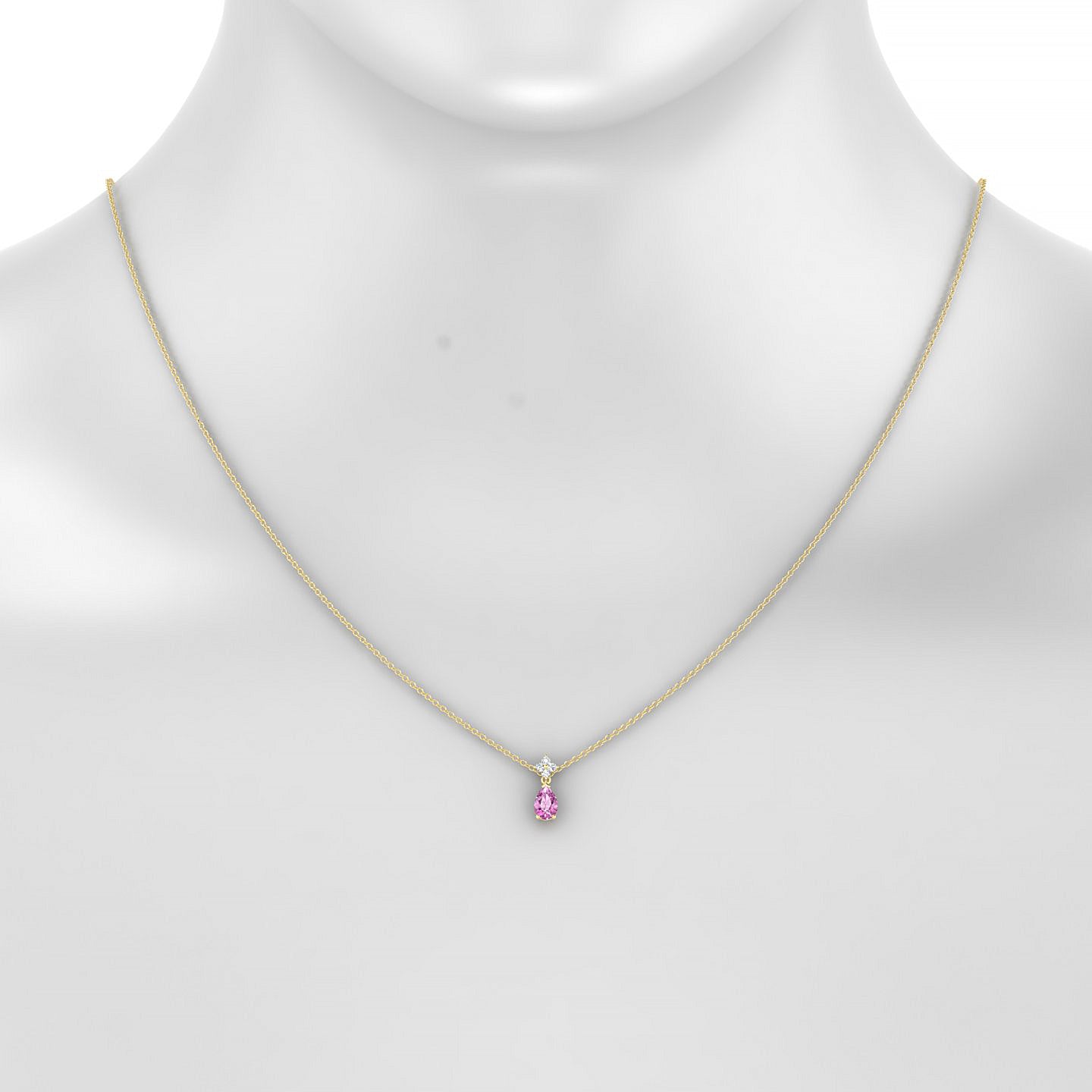 Celestial | 18k Yellow Gold 6 x 4 mm Pear Pink Sapphire Pendant