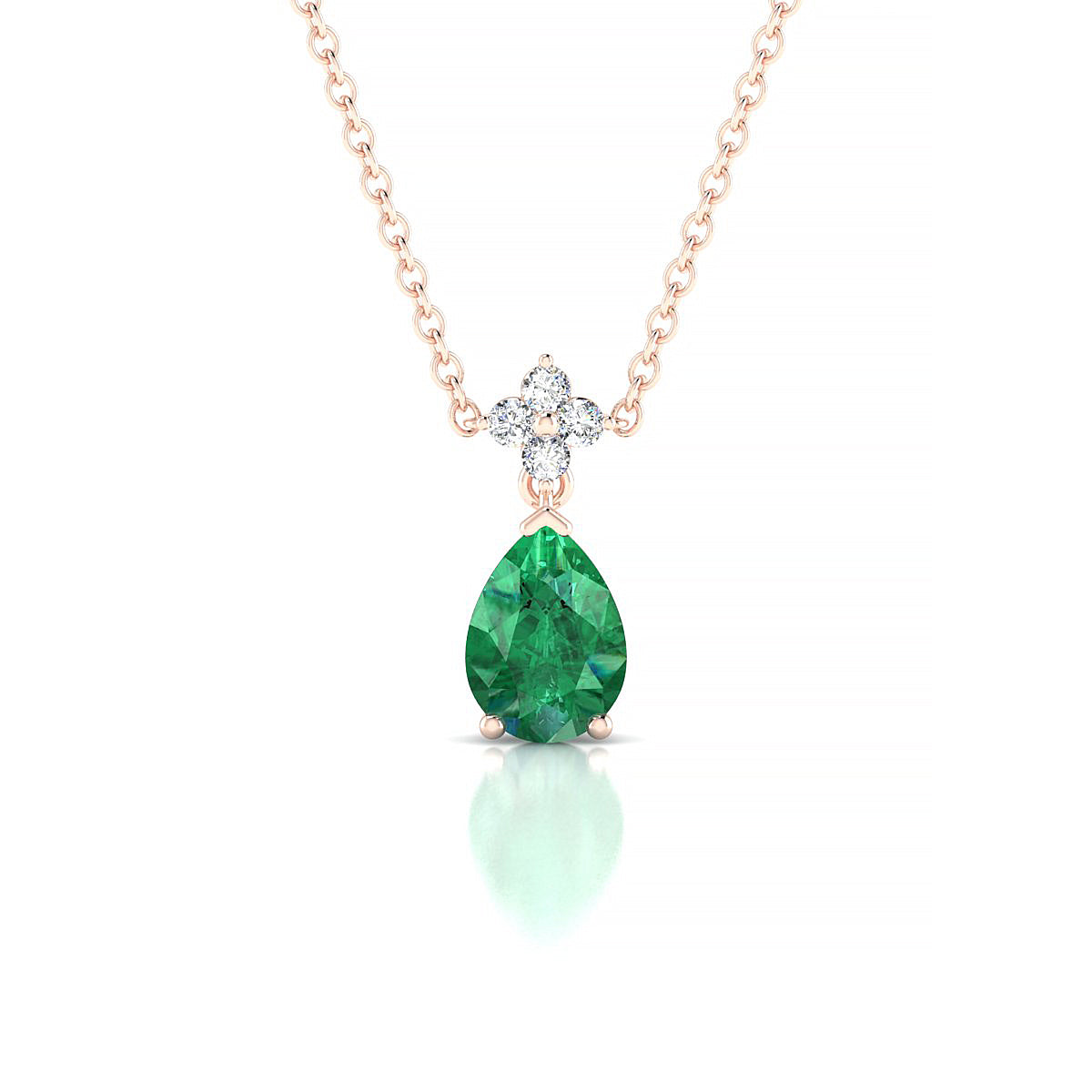 Celestial | 18k Rose Gold 7 x 5 mm Pear Emerald Pendant