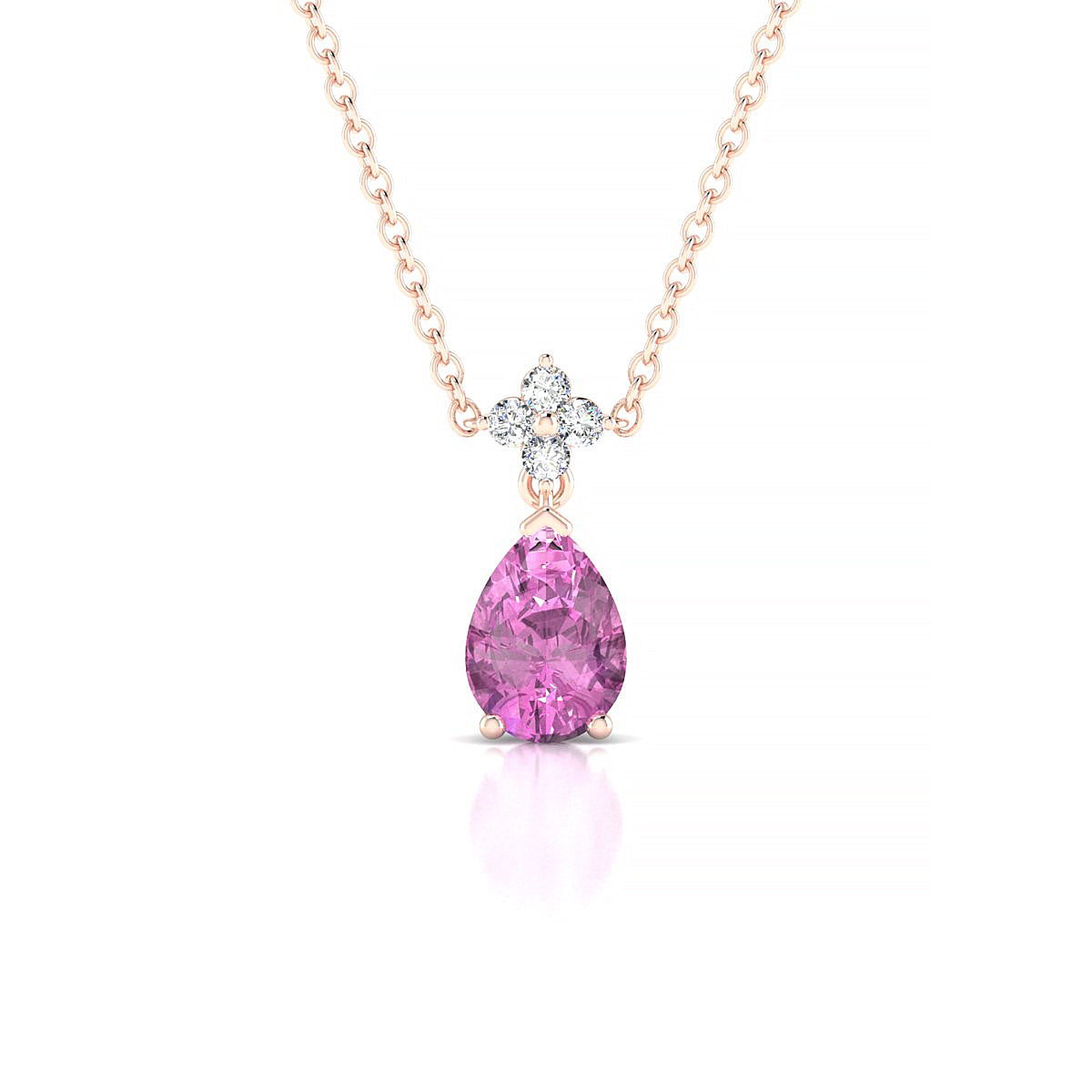 Celestial | 18k Rose Gold 7 x 5 mm Pear Pink Sapphire Pendant