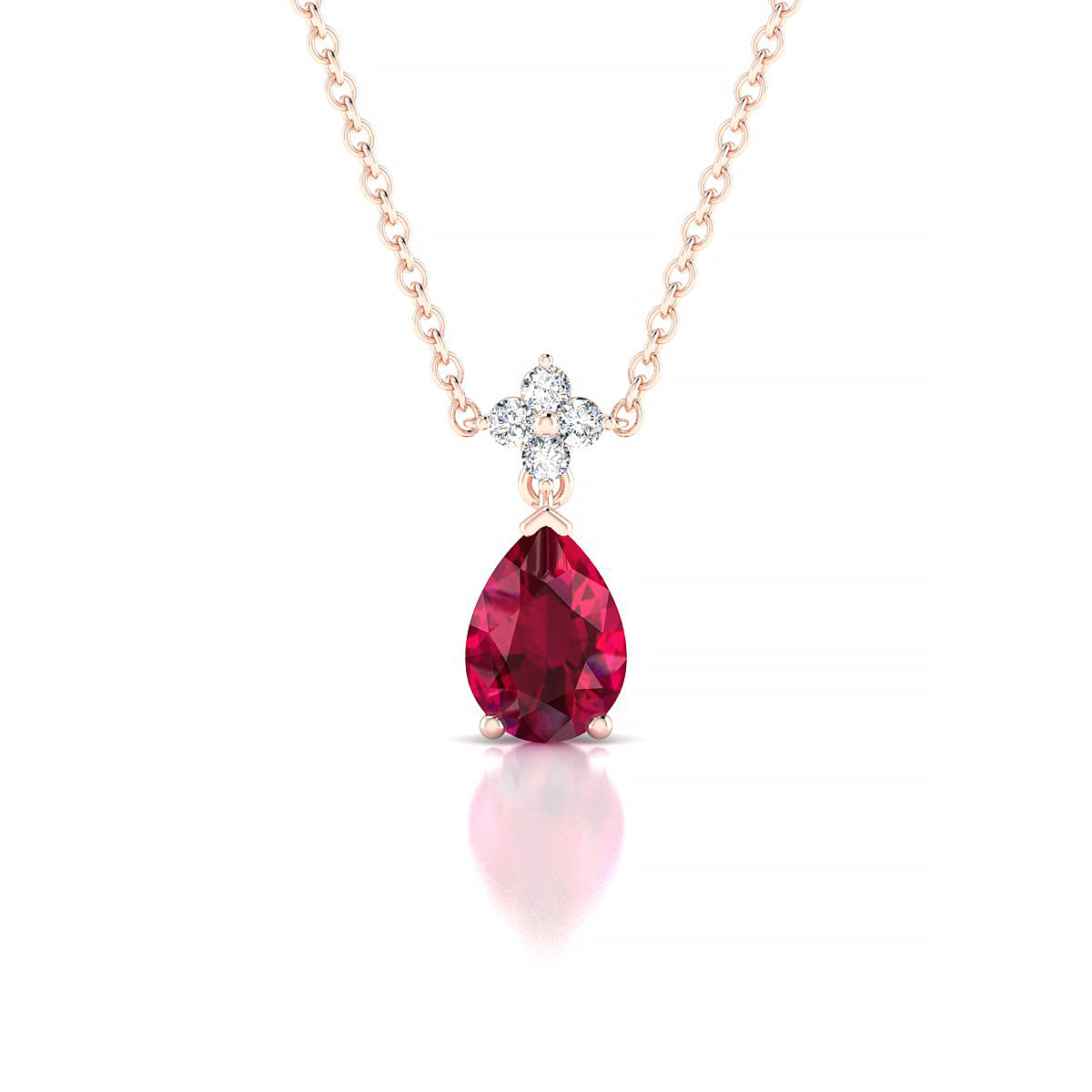Celestial | 18k Rose Gold 7 x 5 mm Pear Ruby Pendant