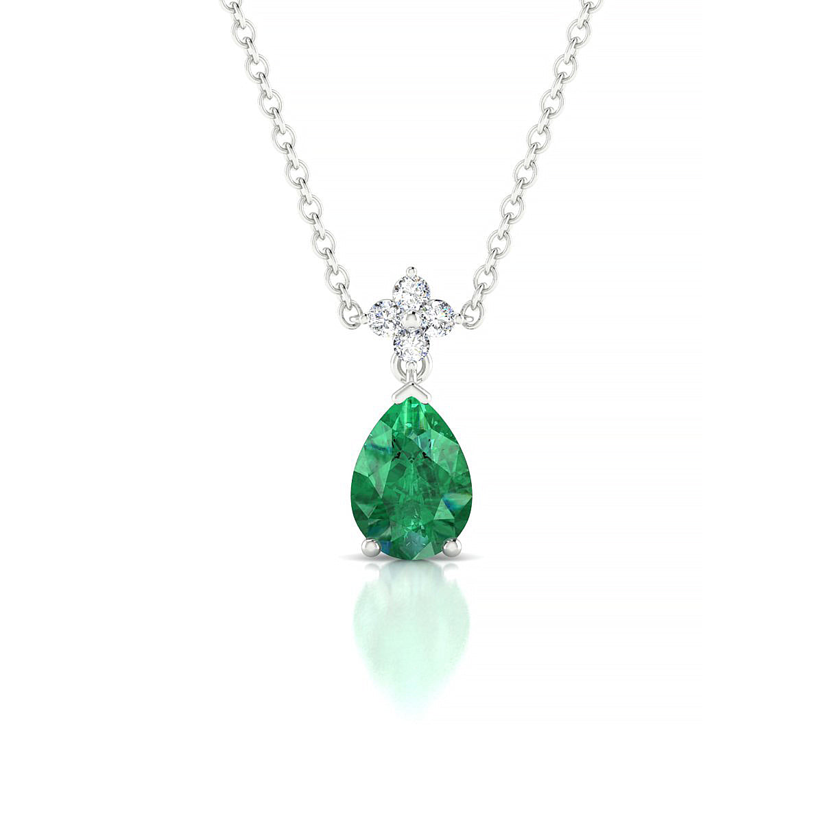 Celestial | 18k White Gold 7 x 5 mm Pear Emerald Pendant