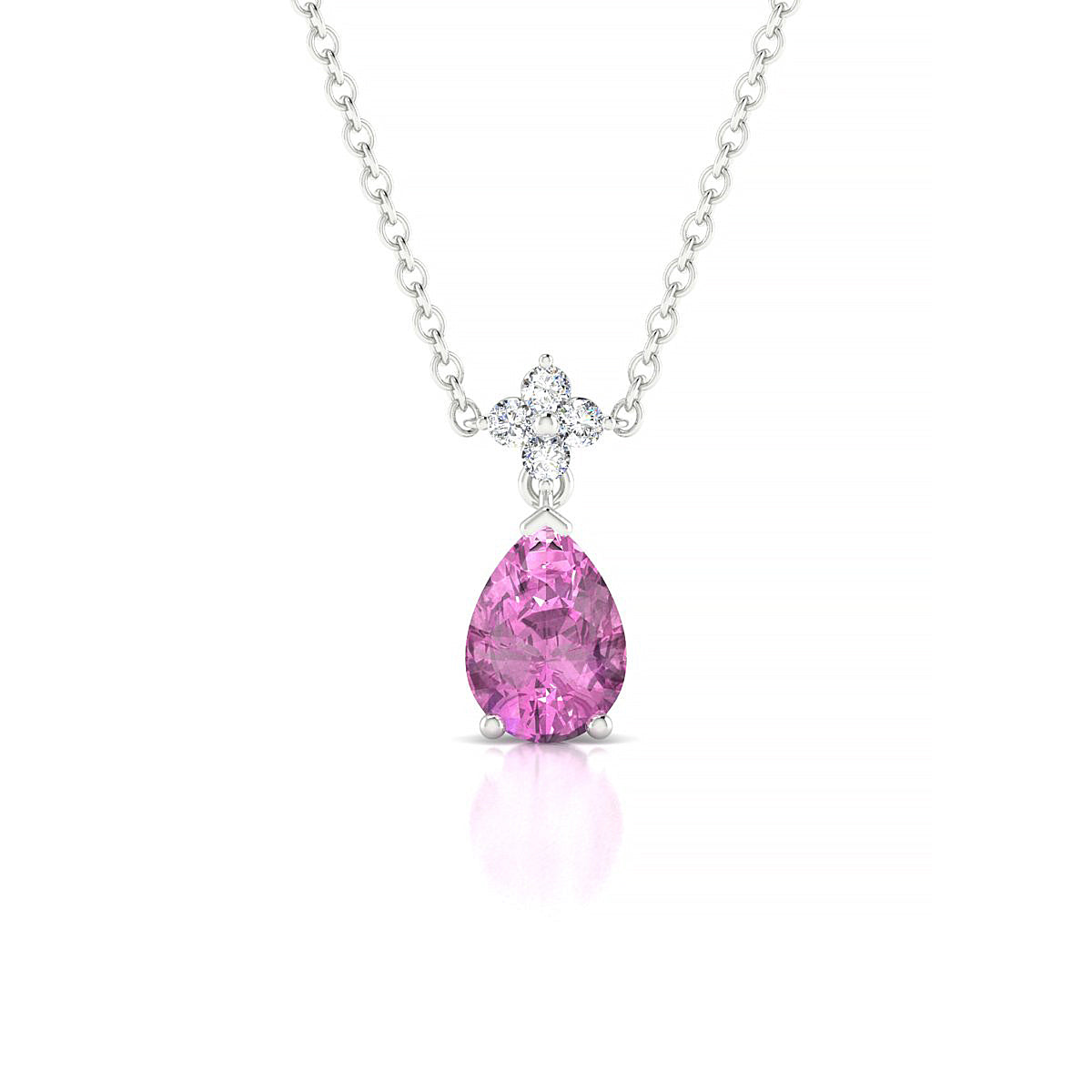 Celestial | 18k White Gold 7 x 5 mm Pear Pink Sapphire Pendant