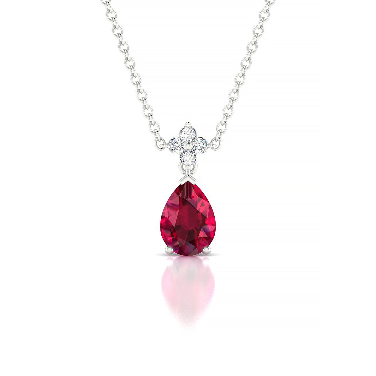 Celestial | 18k White Gold 7 x 5 mm Pear Ruby Pendant