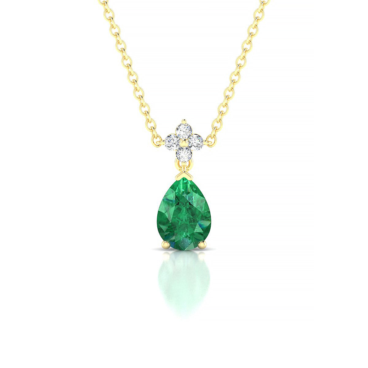 Celestial | 18k Yellow Gold 7 x 5 mm Pear Emerald Pendant