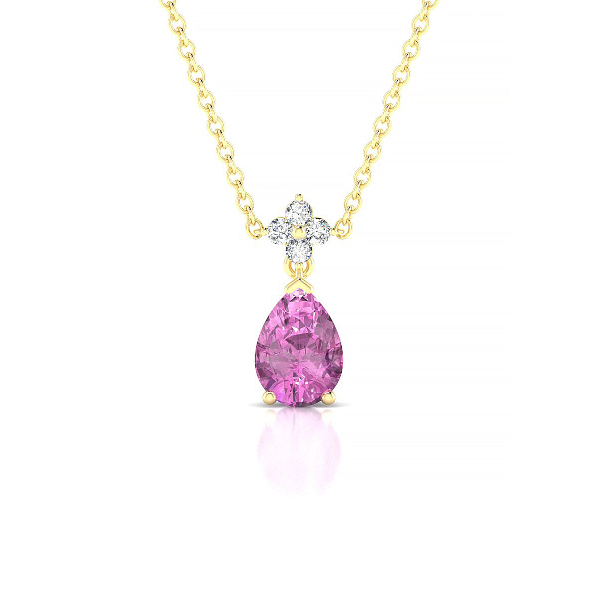 Celestial | 18k Yellow Gold 7 x 5 mm Pear Pink Sapphire Pendant