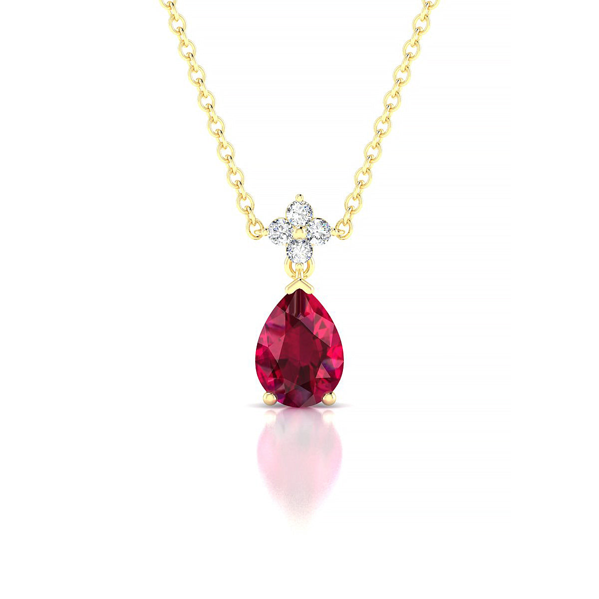 Celestial | 18k Yellow Gold 7 x 5 mm Pear Ruby Pendant