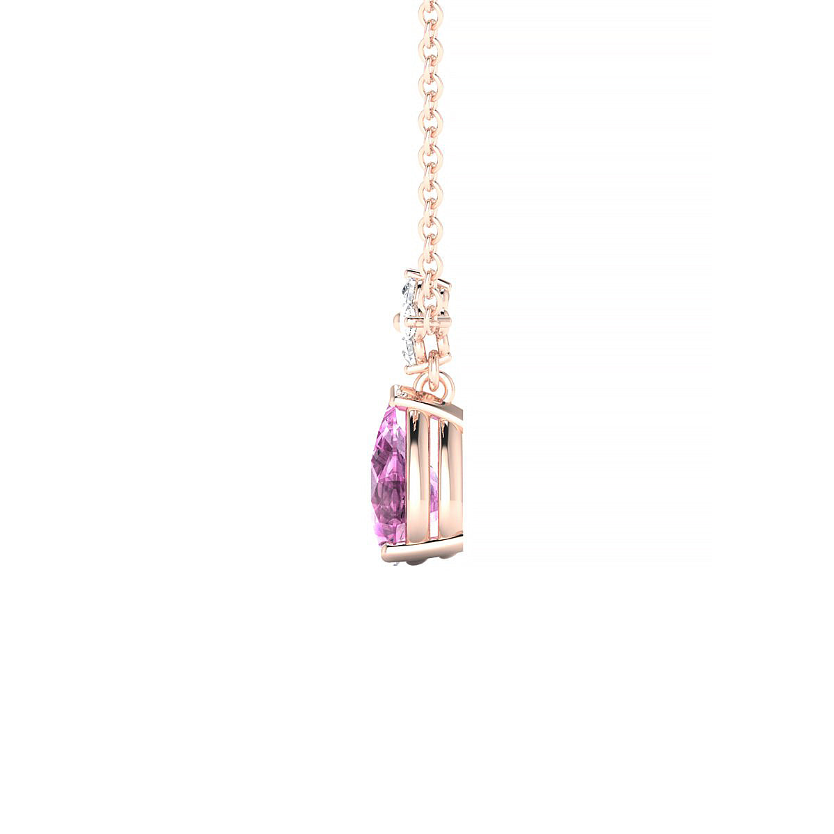 Celestial | 18k Rose Gold 7 x 5 mm Pear Pink Sapphire Pendant