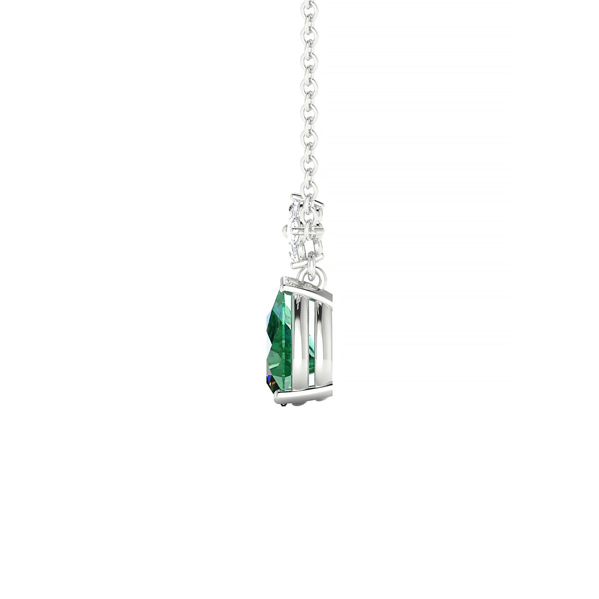 Celestial | 18k White Gold 7 x 5 mm Pear Emerald Pendant