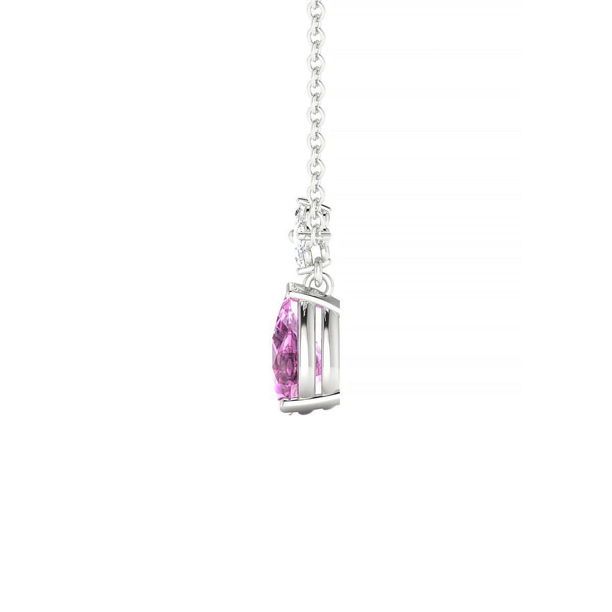 Celestial | 18k White Gold 7 x 5 mm Pear Pink Sapphire Pendant
