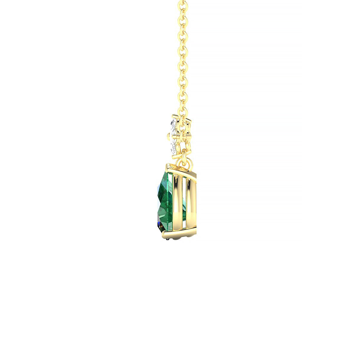 Celestial | 18k Yellow Gold 7 x 5 mm Pear Emerald Pendant