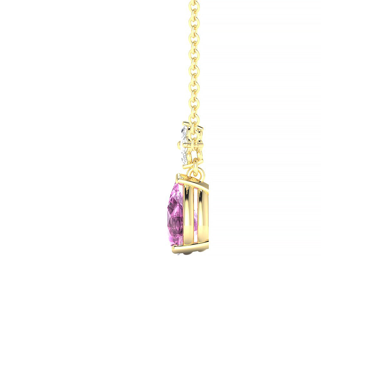 Celestial | 18k Yellow Gold 7 x 5 mm Pear Pink Sapphire Pendant