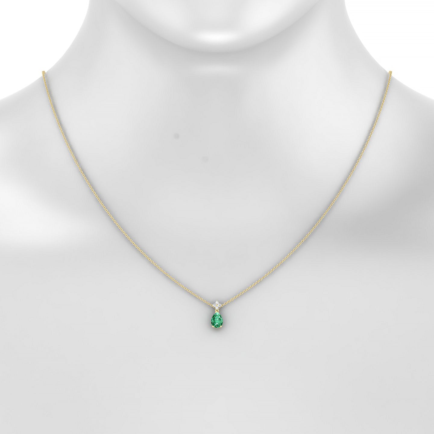 Celestial | 18k Yellow Gold 7 x 5 mm Pear Emerald Pendant