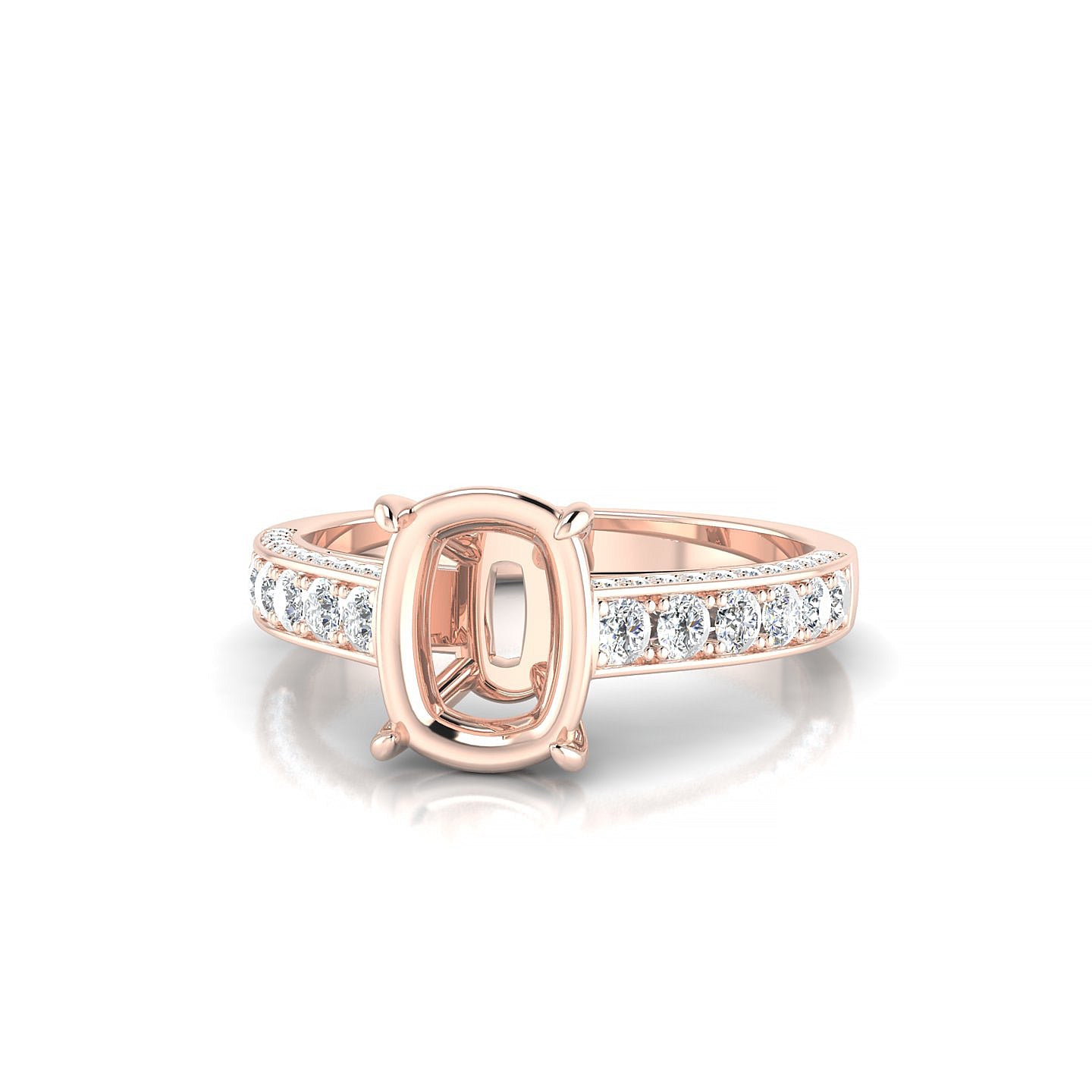 Complete Cushion 2-2.99 ct | 18k Rose Gold Side Stones Ring