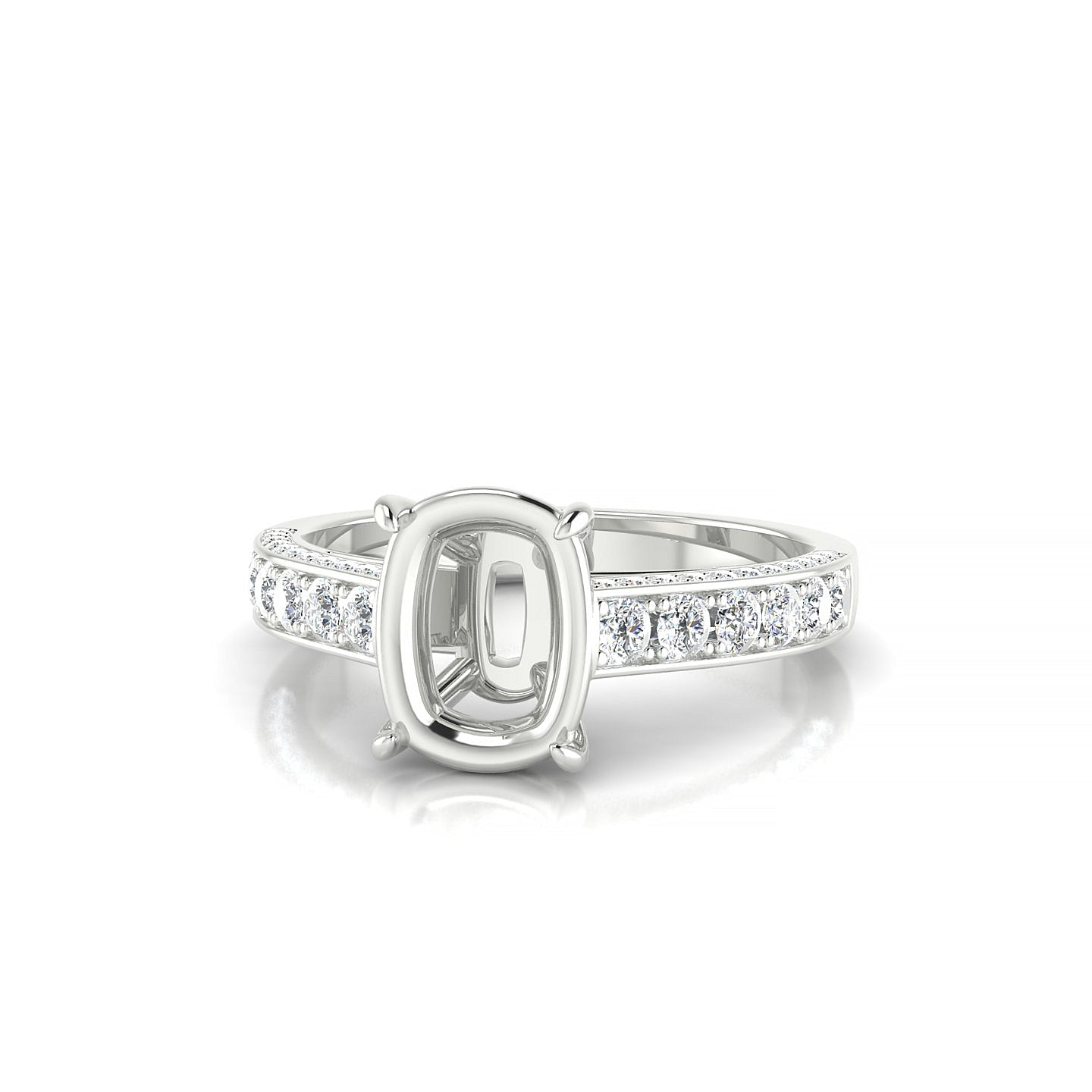 Complete Cushion 2-2.99 ct | 18k White Gold Side Stones Ring