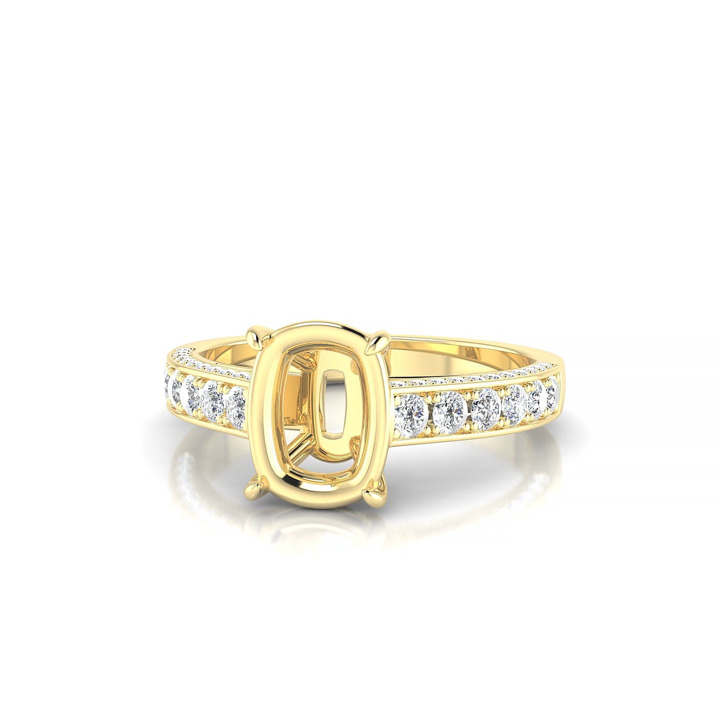 Complete Cushion 2-2.99 ct | 18k Yellow Gold Side Stones Ring