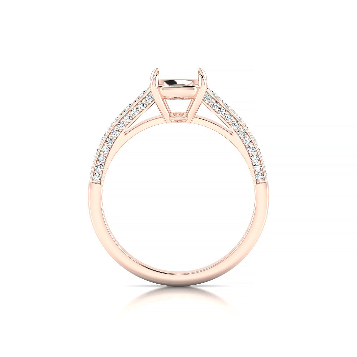 Complete Cushion 2-2.99 ct | 18k Rose Gold Side Stones Ring