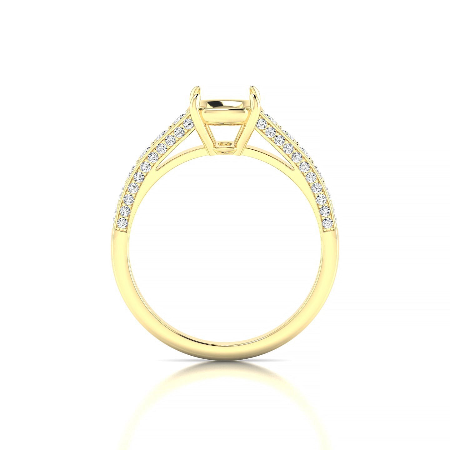 Complete Cushion 2-2.99 ct | 18k Yellow Gold Side Stones Ring